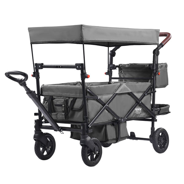 Collapsible double wagon stroller for two kids