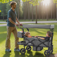 Collapsible double wagon stroller for two kids