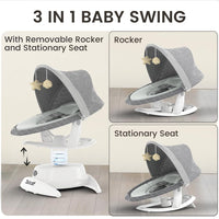 Smart baby swing with motion detection in gray