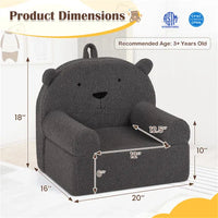Bear-shaped Kids Sofa Teddy Fleece Foam Chair For Toddlers 3+