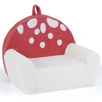 Pink + Beige Kids Sofa Soft Teddy Fleece Foam Couch With Carry Handle