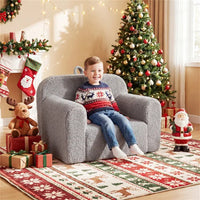 Kids Foam Sofa Chair With Teddy Fleece Fabric Lightweight Portable