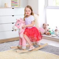 Plush Rocking Horse Realistic Sounds Swinging Tail Pink Ideal Birth