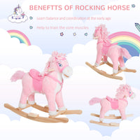 Plush Rocking Horse Realistic Sounds Swinging Tail Pink Ideal Birth