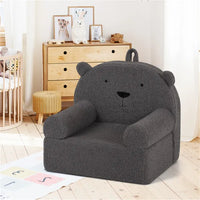 Bear-shaped Kids Sofa Teddy Fleece Foam Chair For Toddlers 3+