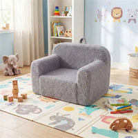 Kids Foam Sofa Chair With Teddy Fleece Fabric Lightweight Portable