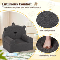 Bear-shaped Kids Sofa Teddy Fleece Foam Chair For Toddlers 3+