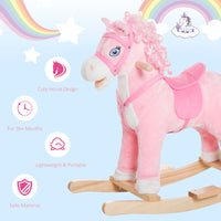 Plush Rocking Horse Realistic Sounds Swinging Tail Pink Ideal Birth