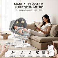 Smart baby swing with motion detection in gray