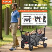 Collapsible double wagon stroller for two kids