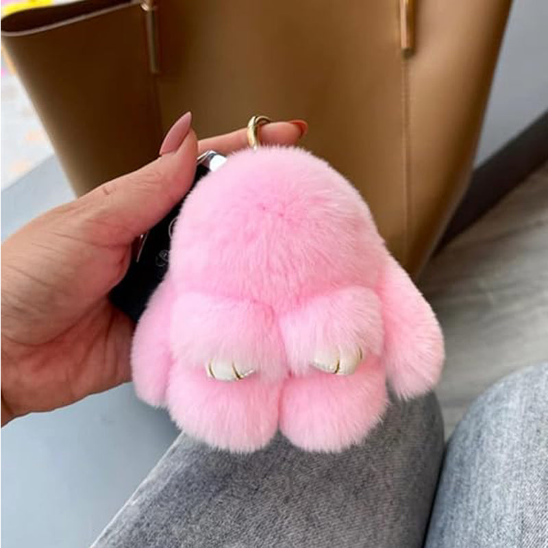 Soft Bunny Pompom Cute Plush Rabbit Keychain Ideal For Bags Keys Car