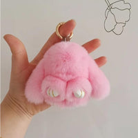 Soft Bunny Pompom Cute Plush Rabbit Keychain Ideal For Bags Keys Car