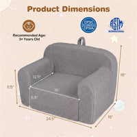 Kids Foam Sofa Chair With Teddy Fleece Fabric Lightweight Portable